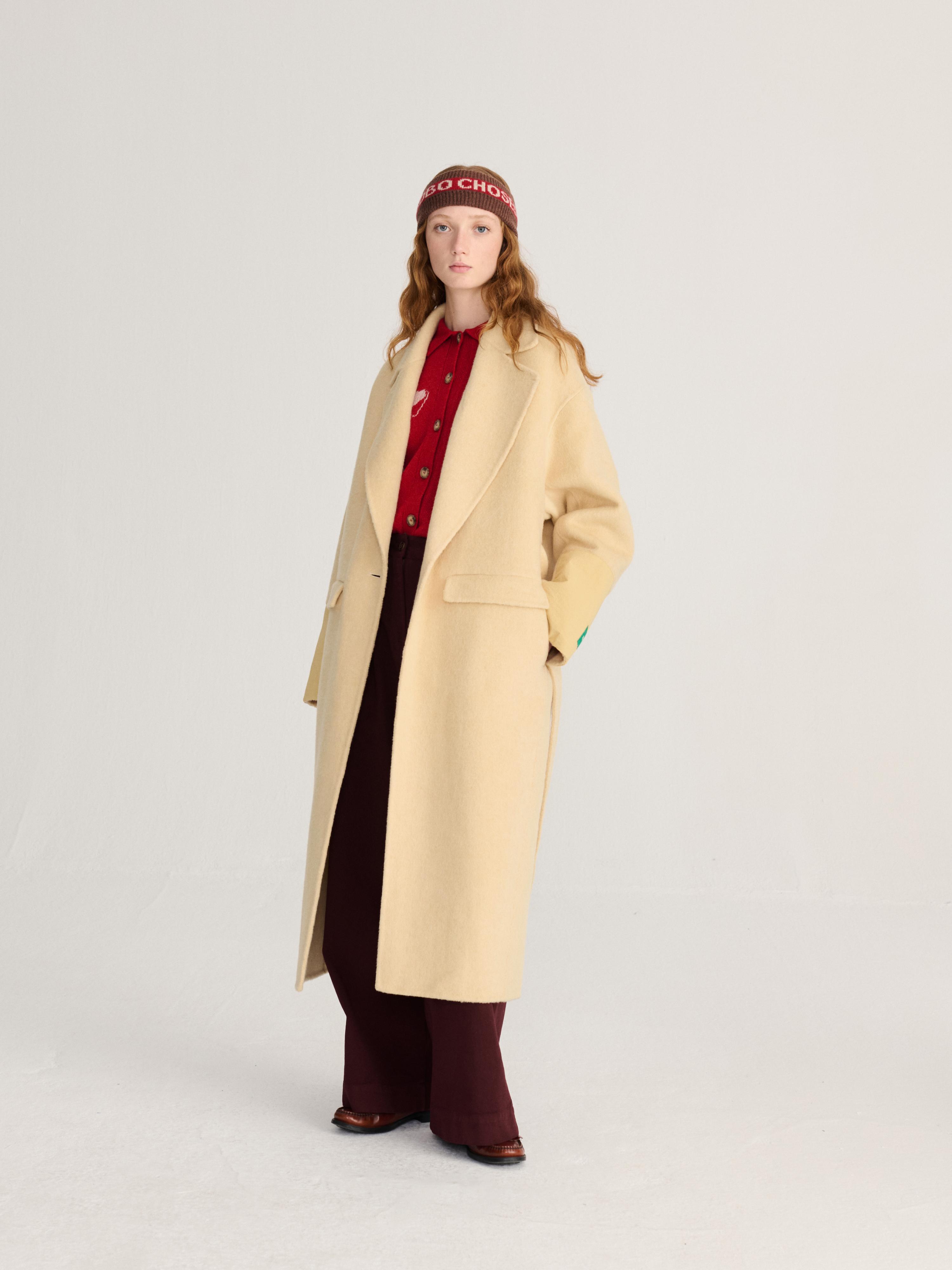 Bobo Choses Hand Made Wool Coat Light Yellow Damen Wollmantel gelb